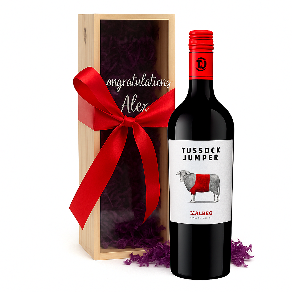 Personalised Tussoc Jumper Wine Box
