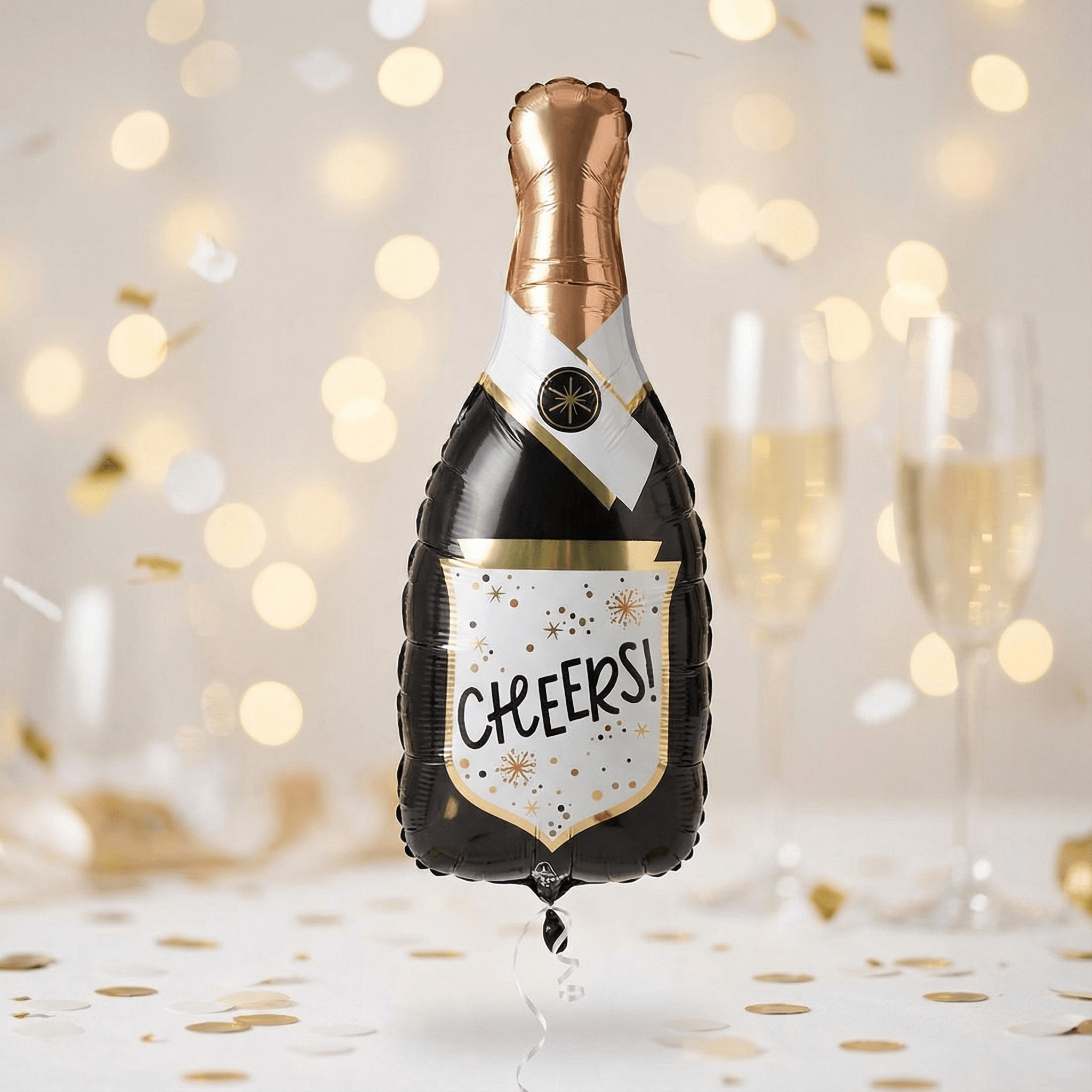 Cheers Confetti Bubbly Bottle Supershape Foil Balloon – 36"