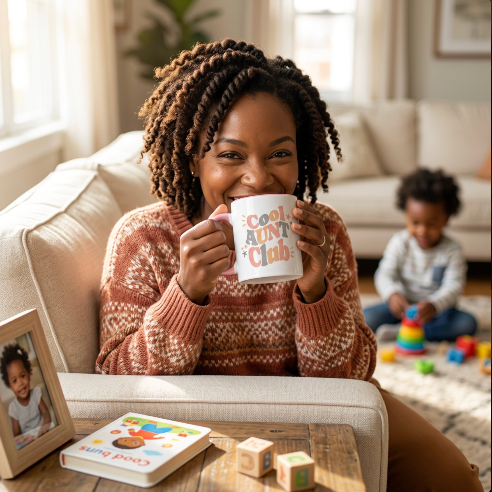 Personalised Cool Aunt Club Mug – 11 oz Inner Colour Ceramic Cup (Pink)