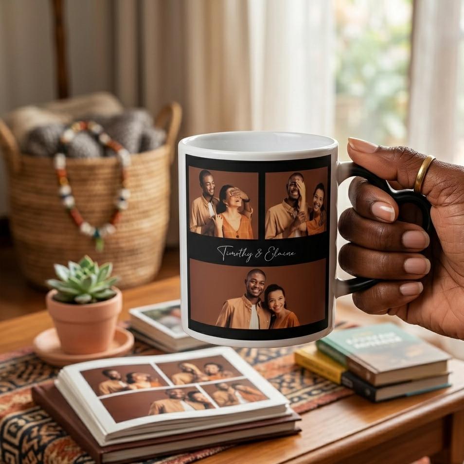 Personalised 11 oz Heart Starry Sky Colour Magic Mug – Romantic Ceramic Mug with Couple Photo