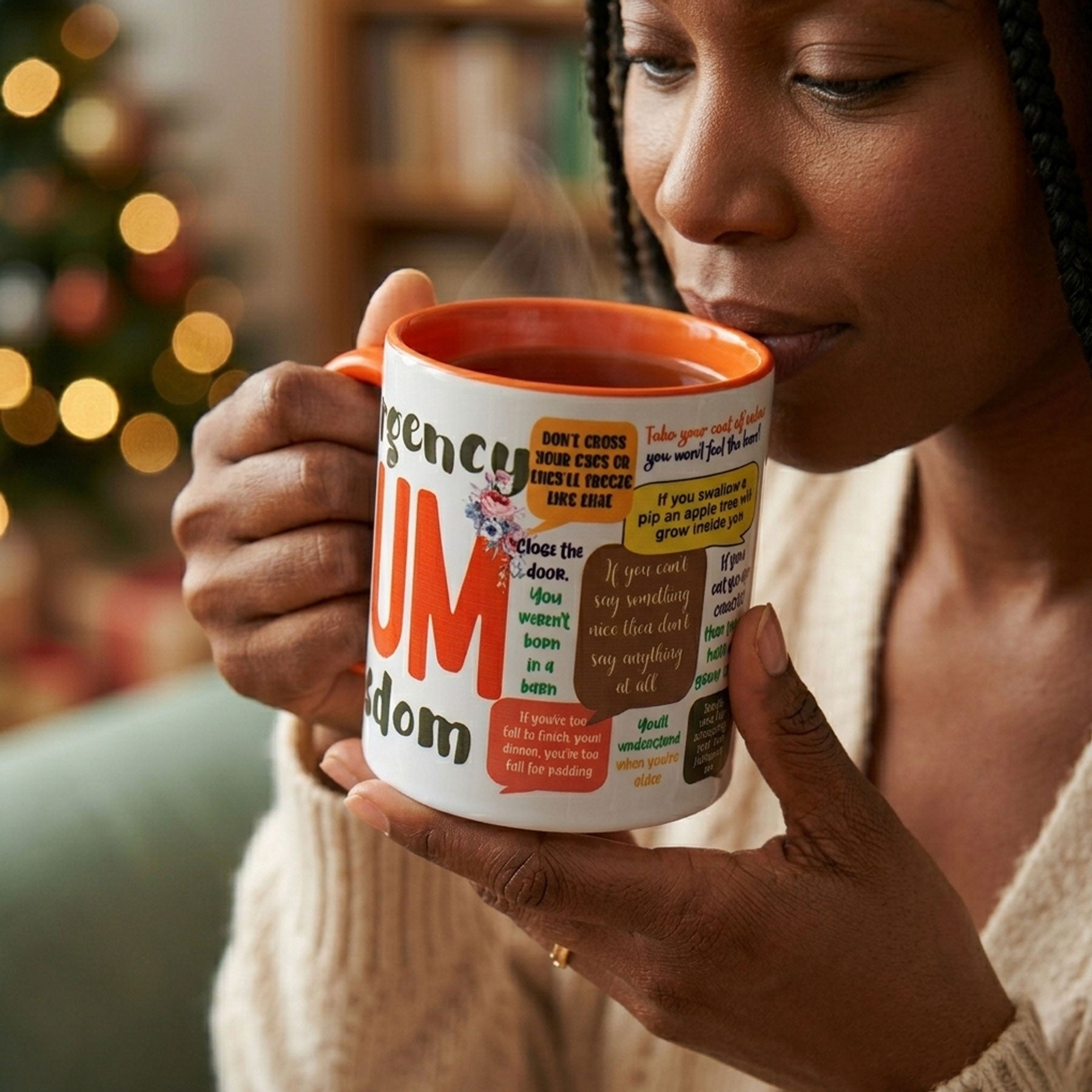 Personalised 11 oz Inner Colour Ceramic Mug – “Emergency Mum Wisdom” Coffee Mug