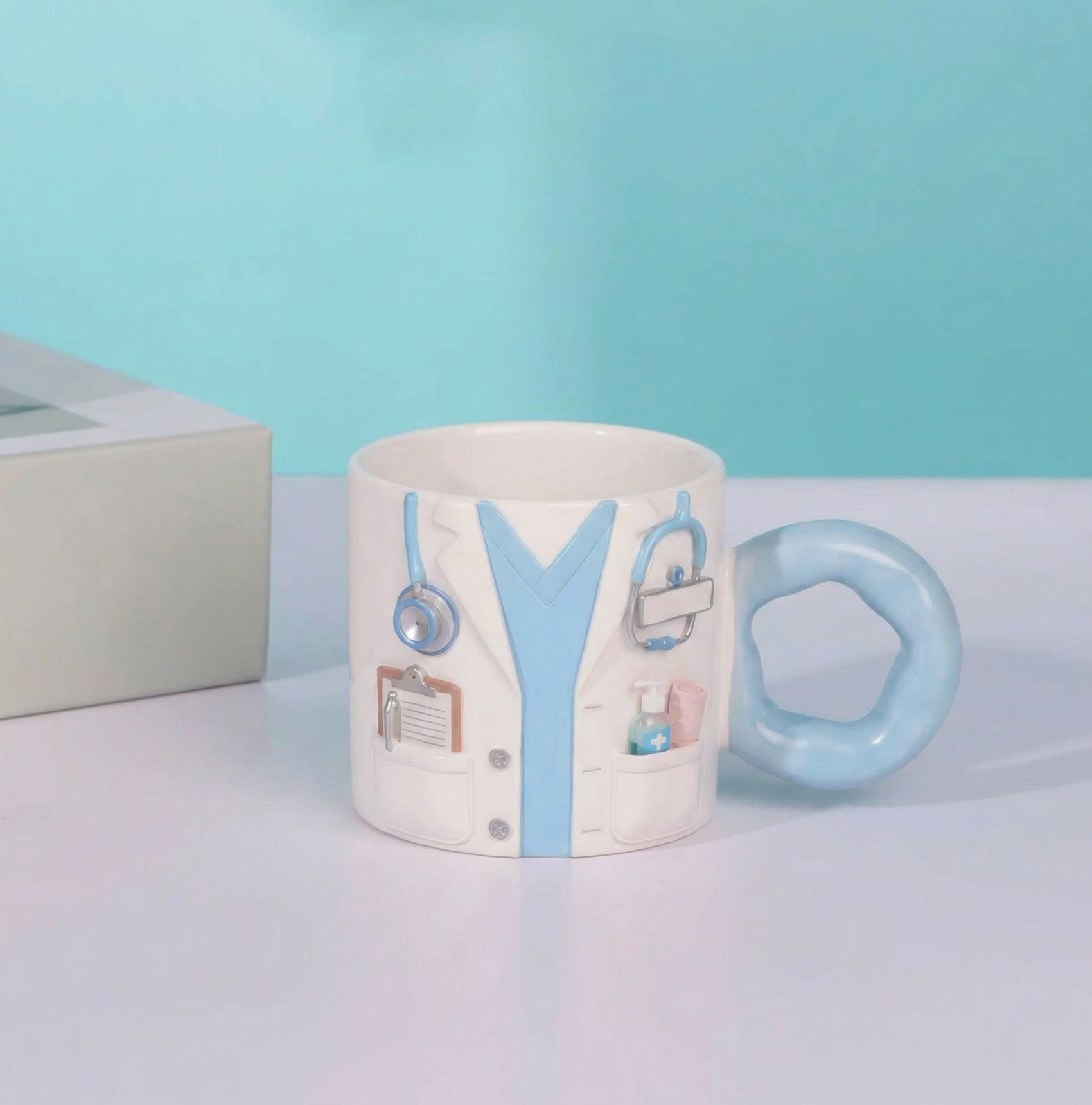 Personalised 110 oz Sublimation Big Handle Mug – Doctor Artwork Ceramic Mug (Light Blue / Pink)
