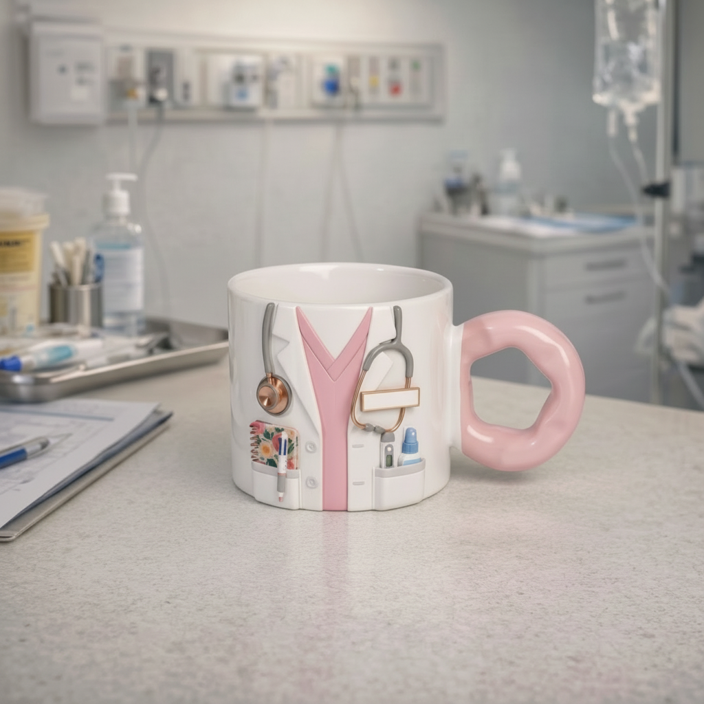 Personalised 110 oz Sublimation Big Handle Mug – Doctor Artwork Ceramic Mug (Light Blue / Pink)