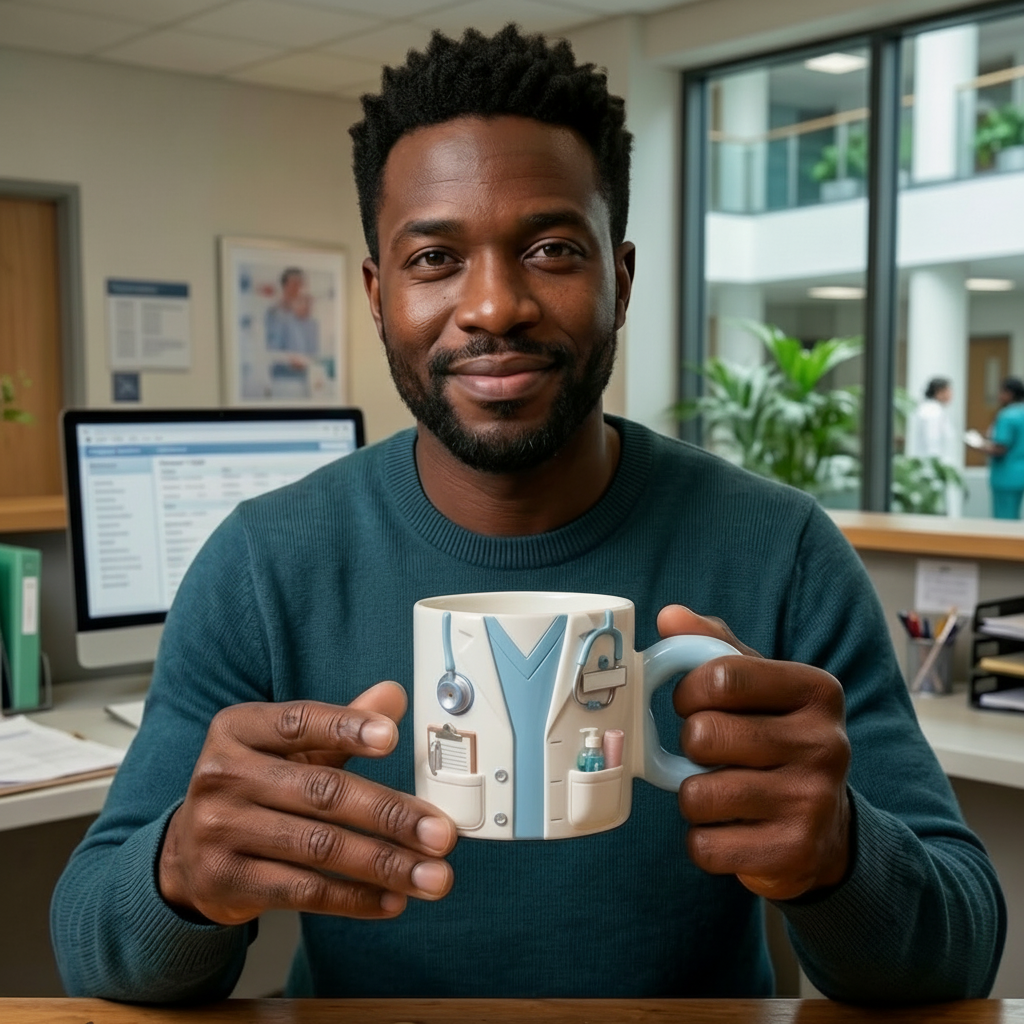 Personalised 110 oz Sublimation Big Handle Mug – Doctor Artwork Ceramic Mug (Light Blue / Pink)