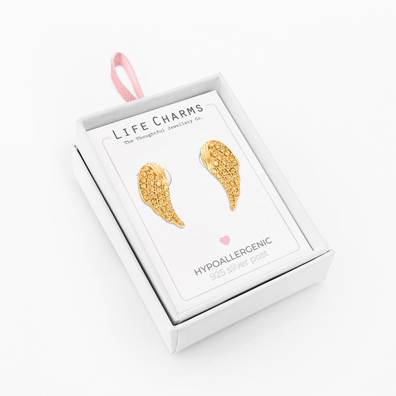 Crystal Angel Wing Studs