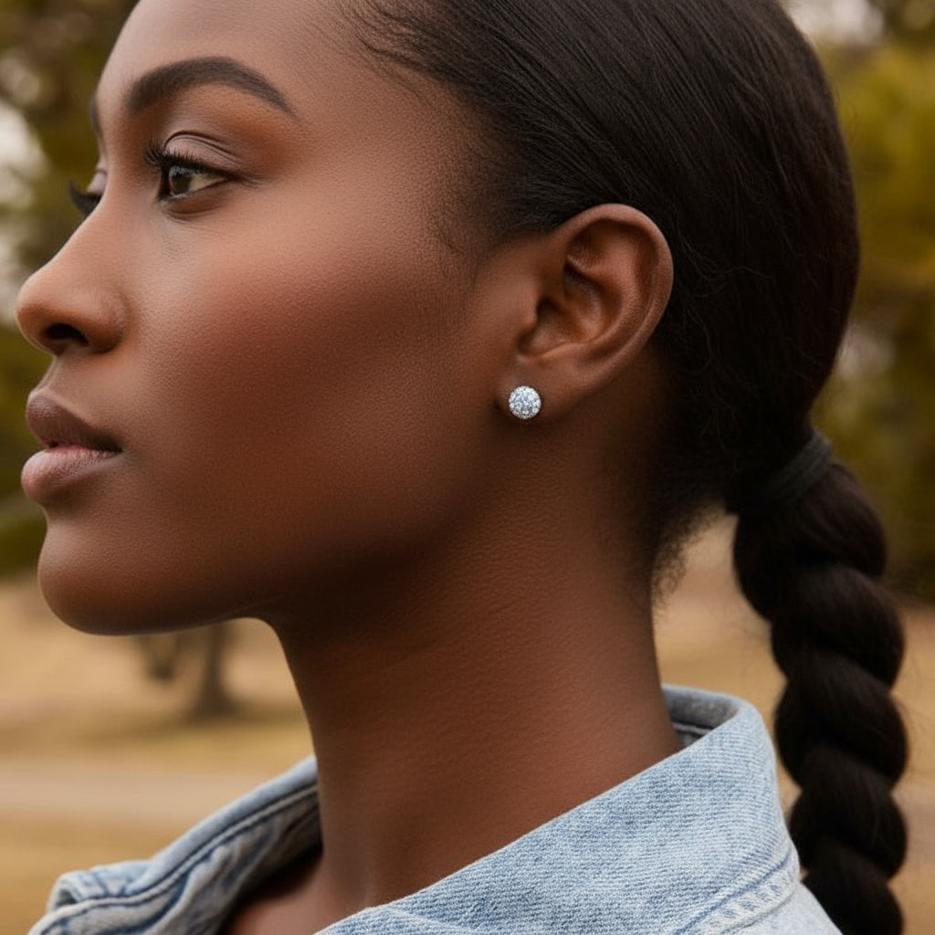 Crystal Disco Ball Silver Studs