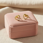 Open Gold Heart Stud Earrings