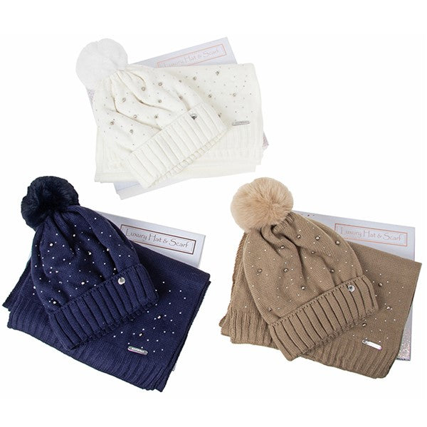 Embellished Boxed Hat & Scarf Set