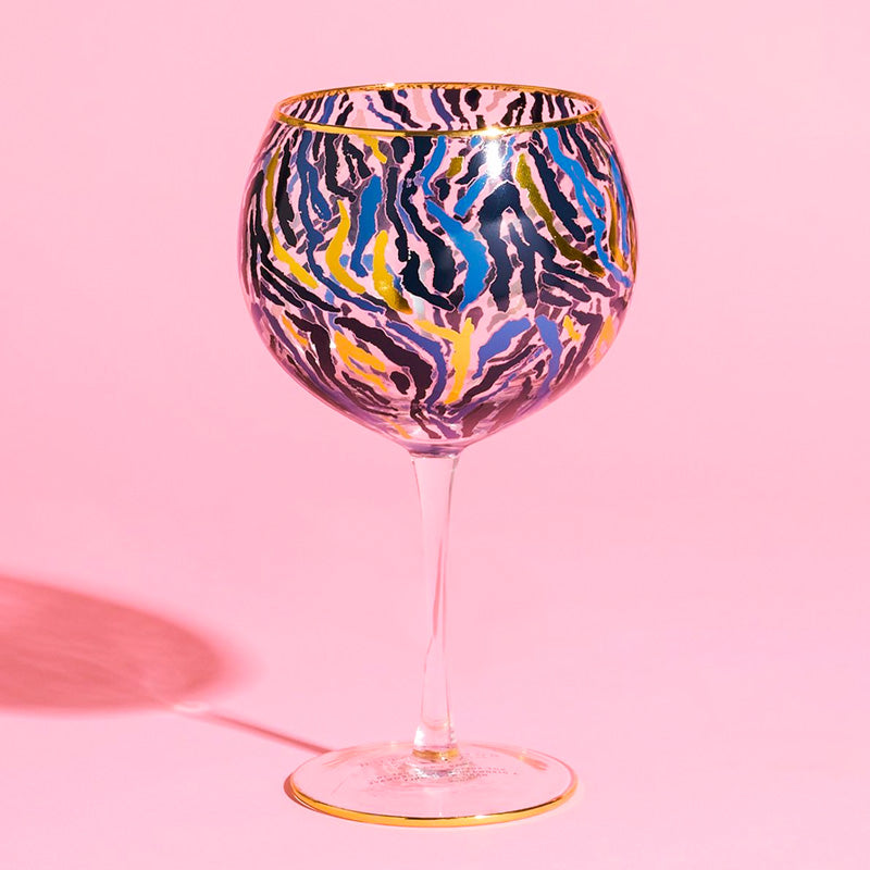 Frida Set of 2 Zebra Print Gin Glass