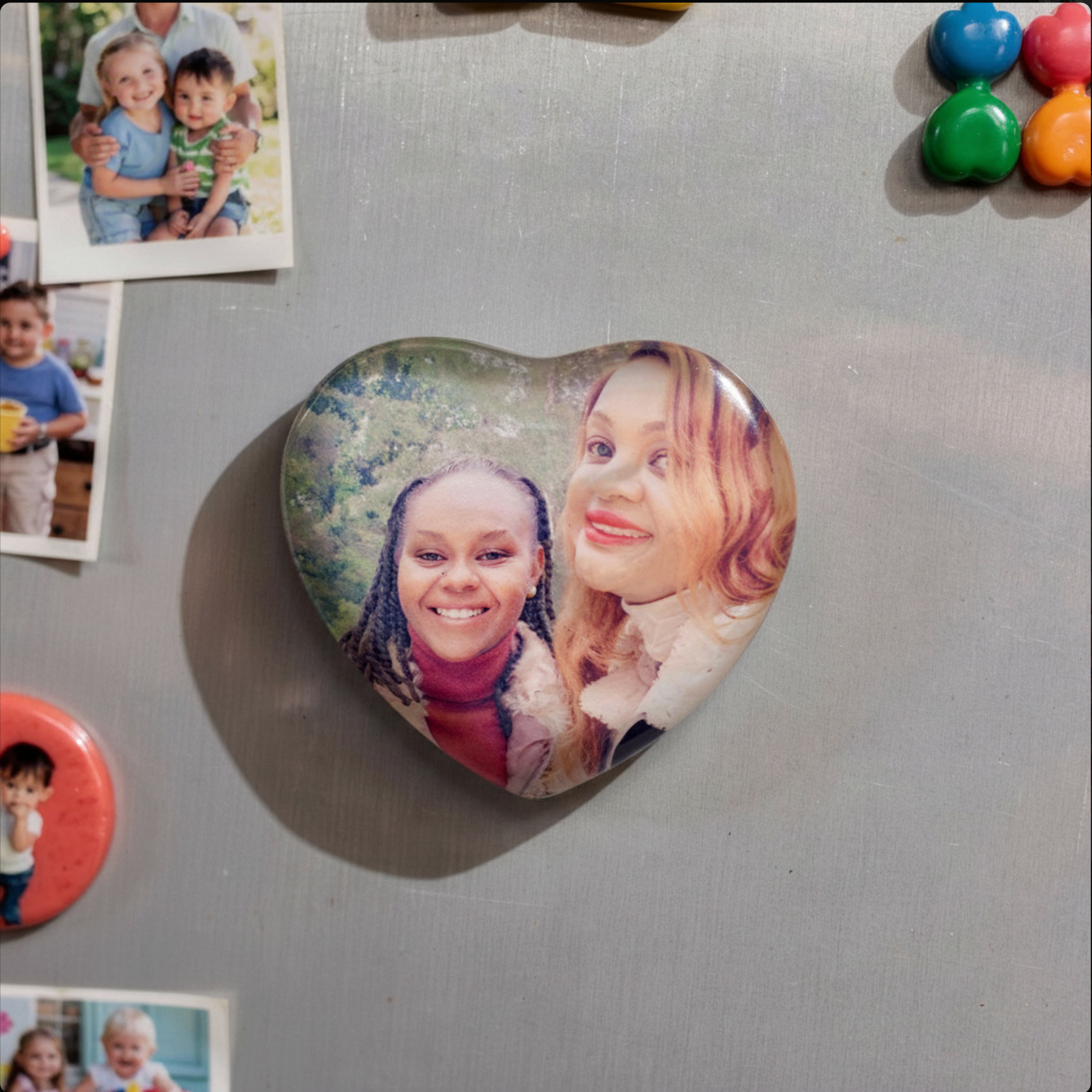 Personalised Love Fridge Magnet Set – 4 Piece Custom Photo Heart Refrigerator Magnets