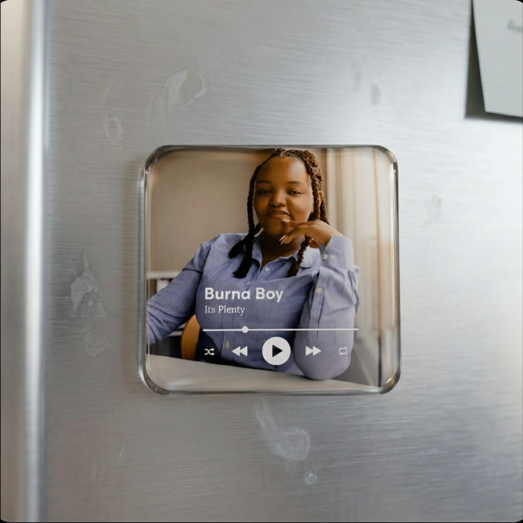 Personalised Square Fridge Magnet Set – 4 Pair Spotify-Style Photo Refrigerator Magnets