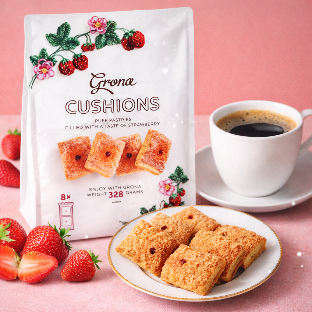 GRONA Cushions Puff Pastries – Strawberry Filled 8x328g
