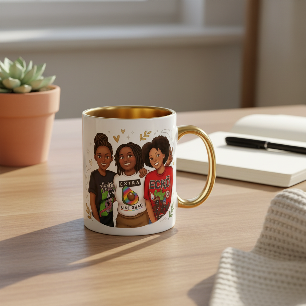 Personalised Two-Tone Gold Ceramic Mug – Luxury Metallic Mug with Animated Photo