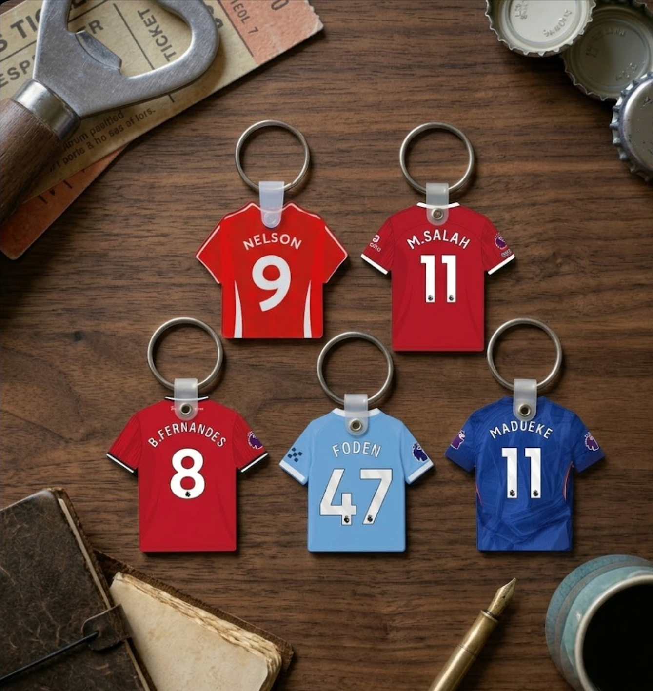 Personalised Soccer Jersey Key Holder – Custom Name & Number Key Accessory 5.5 cm