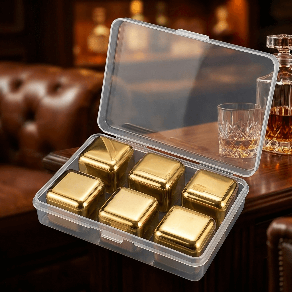 Gold Whiskey Stones – Set of 6 Luxury Chilling Cubes