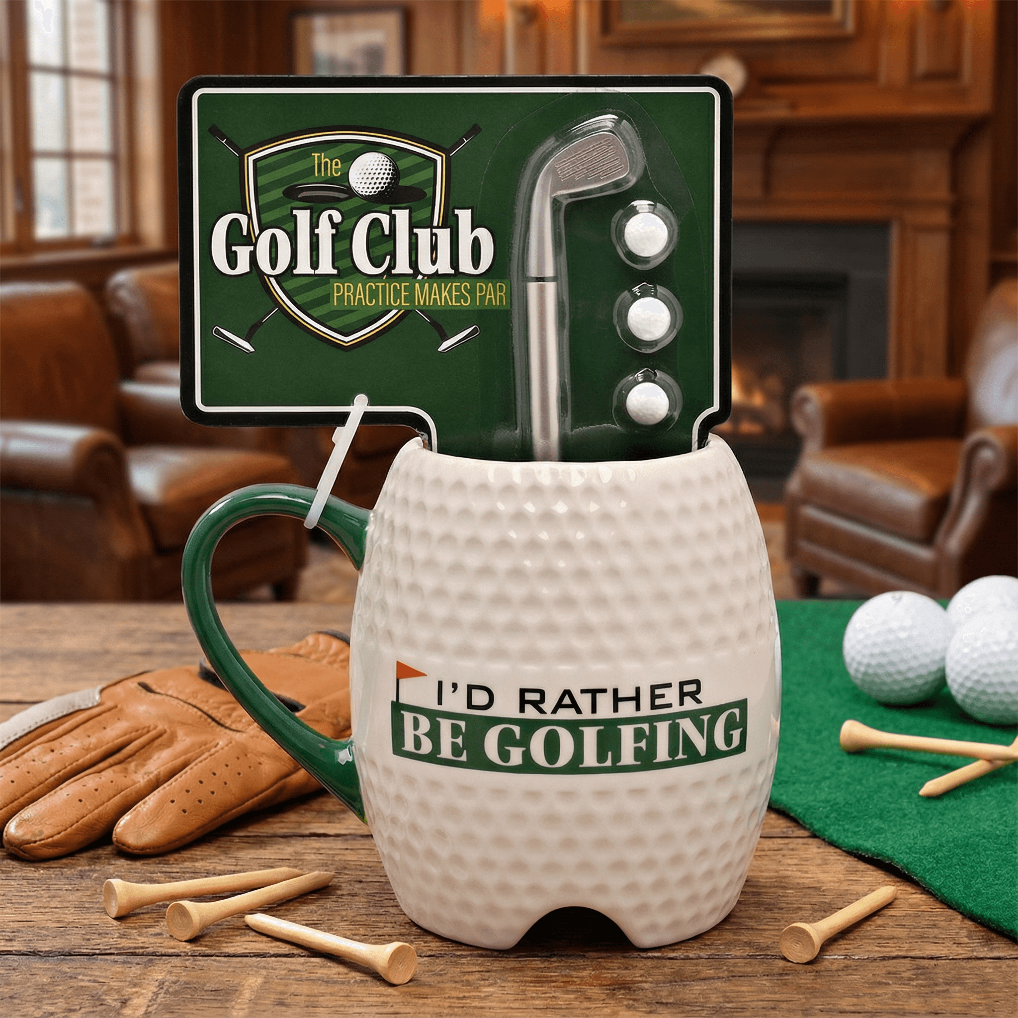 Harvey Makin Golf Ball Mug & Putter Pen Set "Rather Be Golfing'