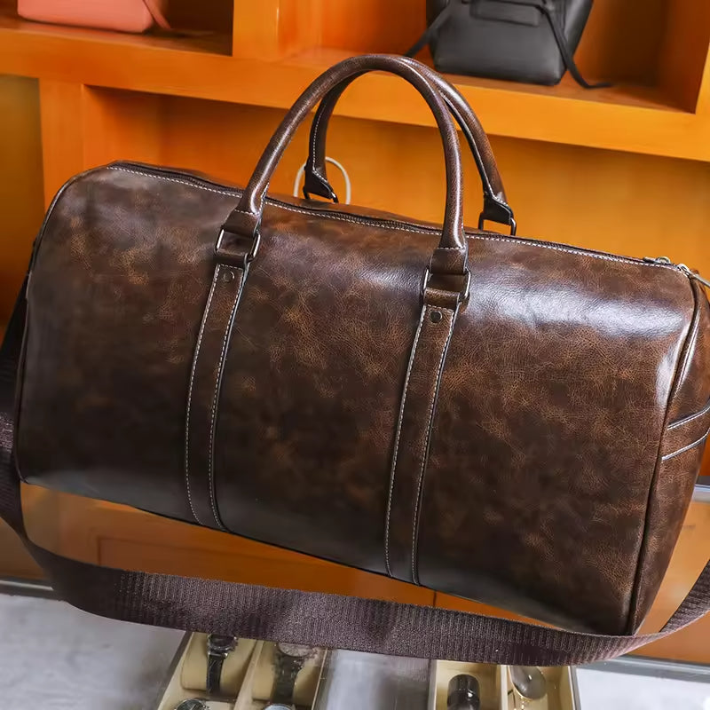 The Premium Coffee Leather Duffle Bag