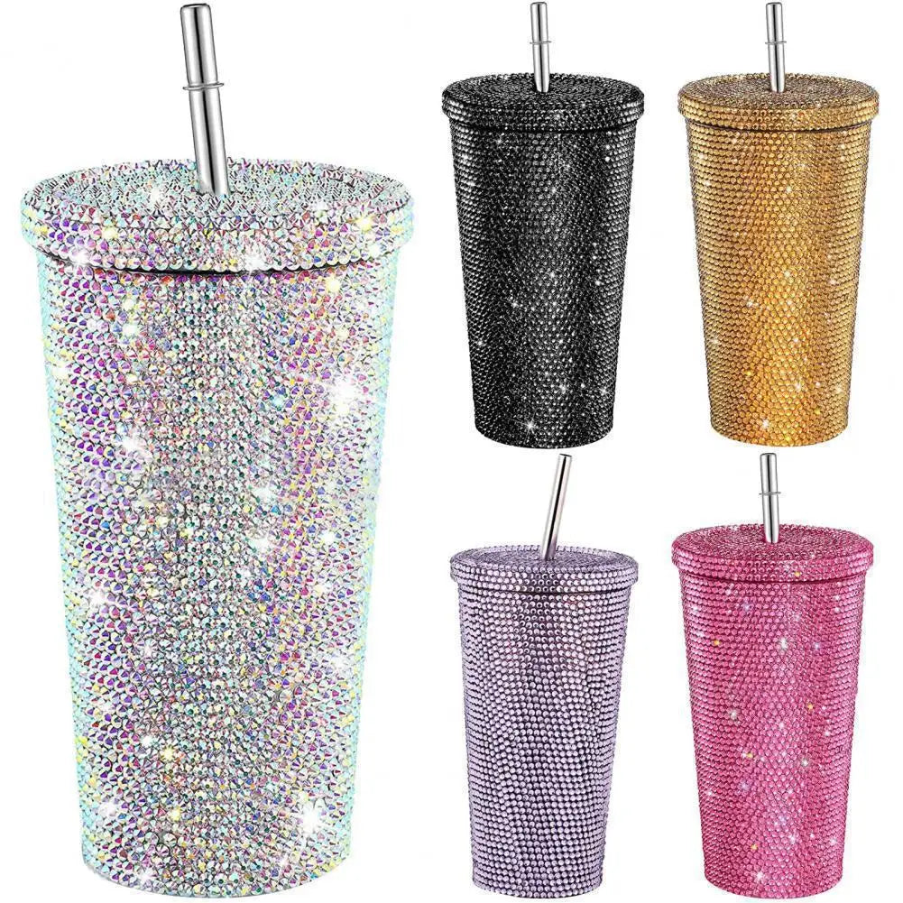 Diamond Stud Tumbler with Lid & Straw
