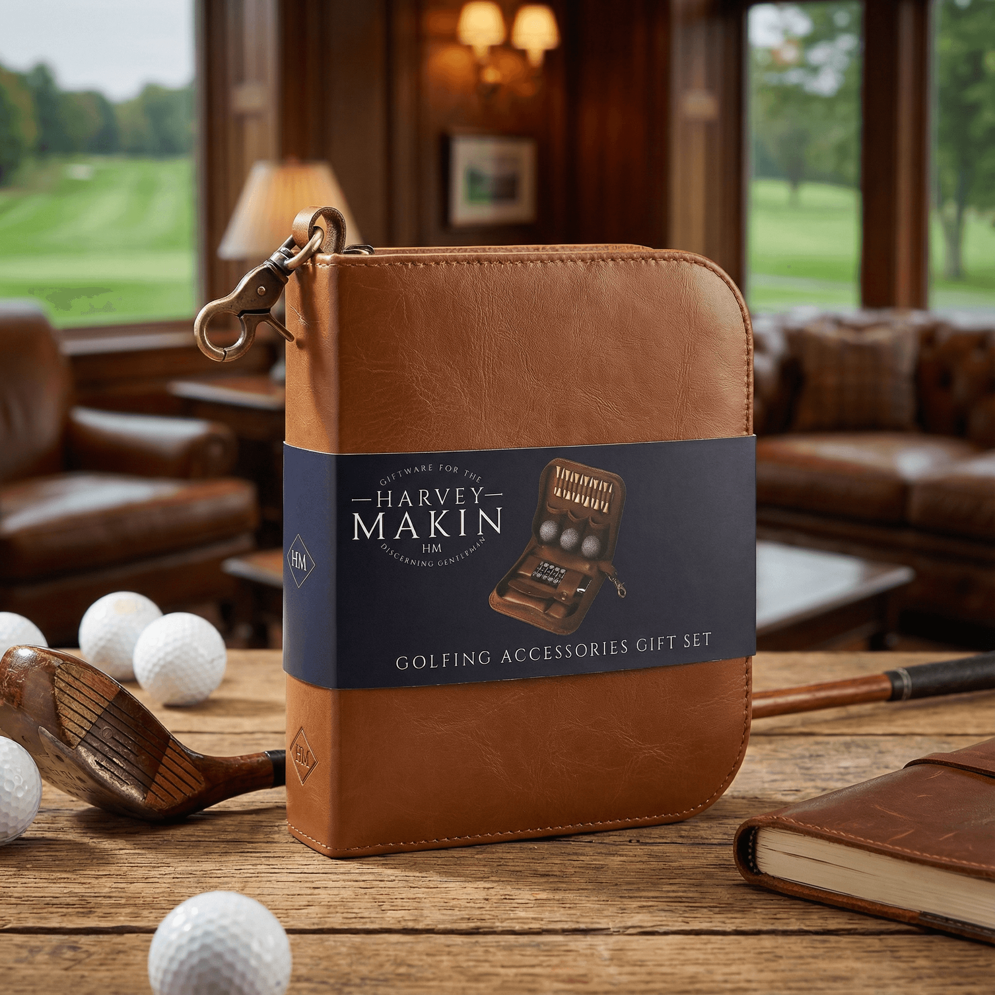 Harvey Makin Golfers Accessories Gift Set – Tan
