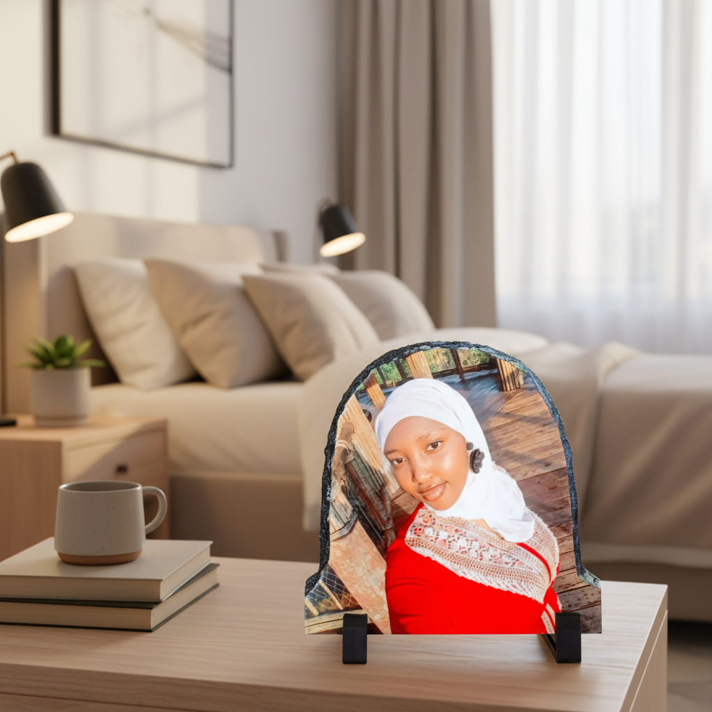 Personalised Sublimation Rock Frame – 15 × 15 cm Half-Round Photo Slate Display