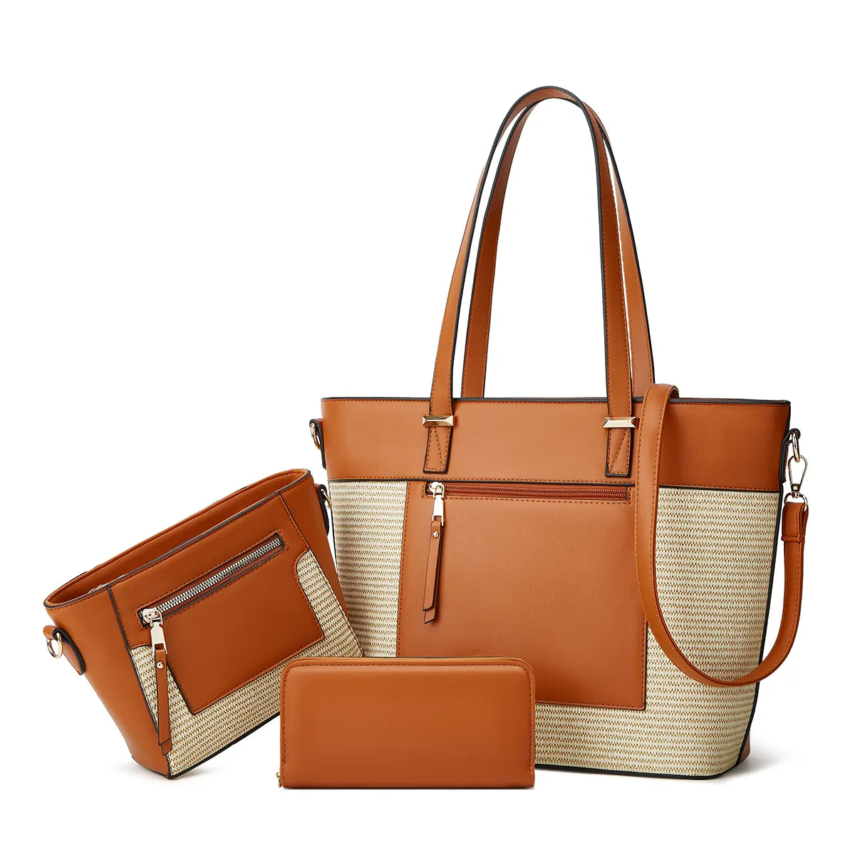 Savannah Elegance 3-Piece Straw Handbag Set