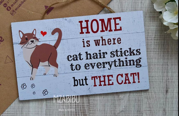 Home Is Where Cat Hair Sticks Wall Hanging Plaque