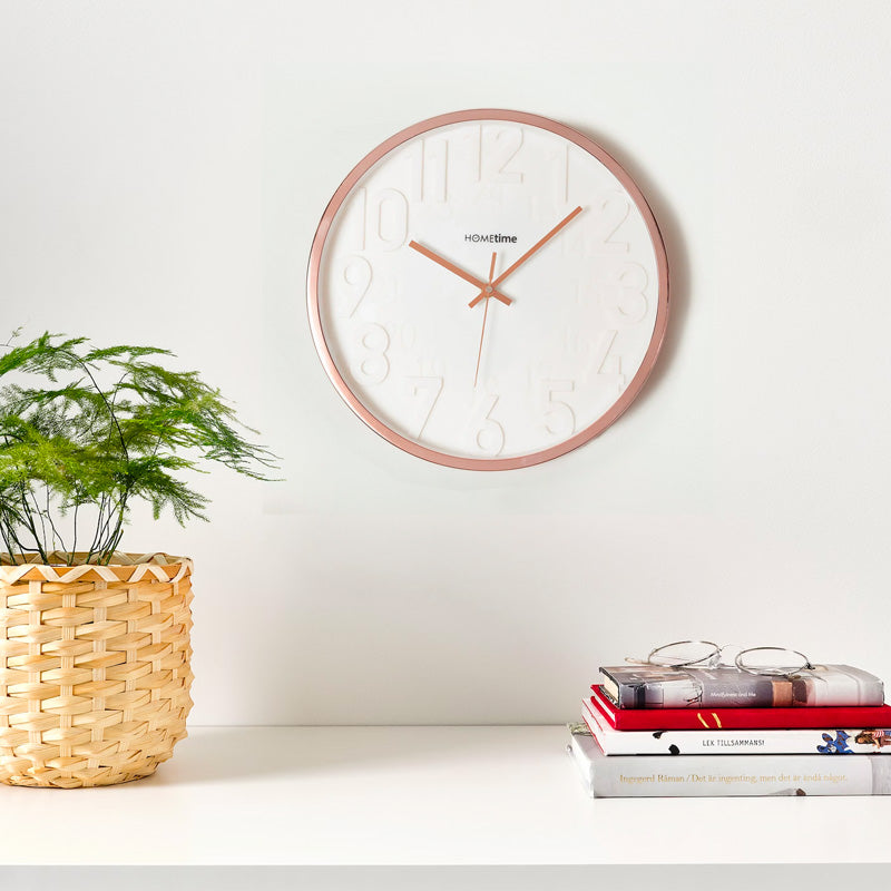 Hometime Round 3D Numbers Wall Clock - Rose