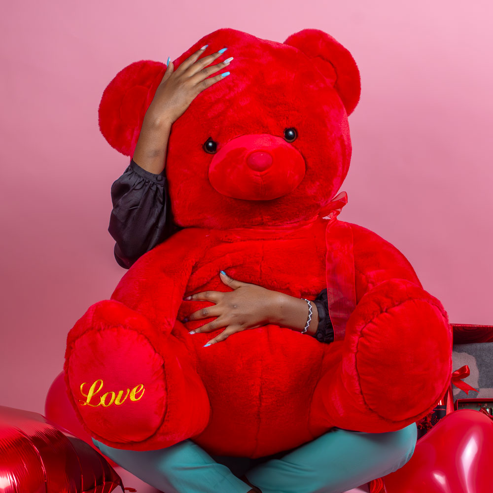 Plush Red Teddy Bear - 90cm