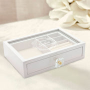 White Wooden Jewellery Box With Compartments and 1 Drawer