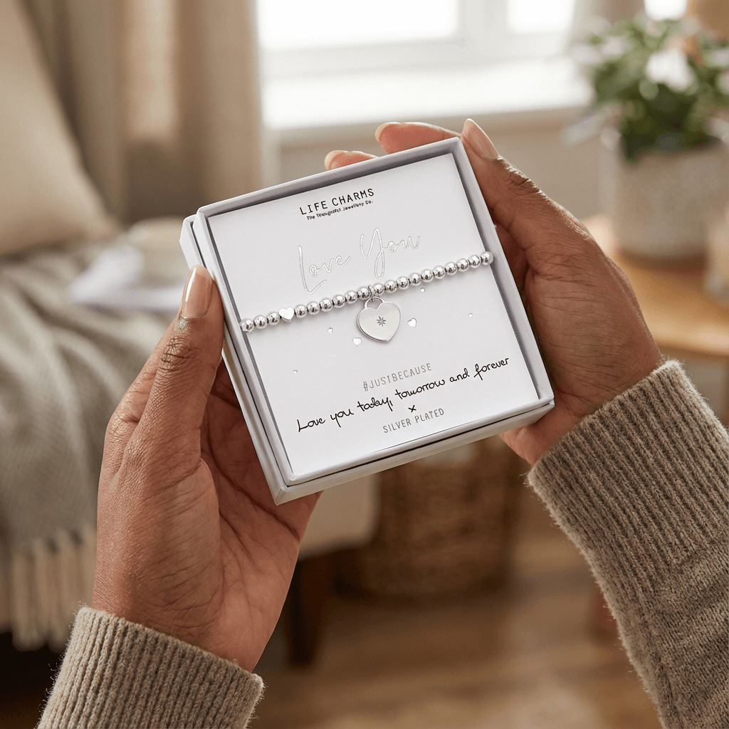 “Love You” Silver Charm Bracelet – Cupid's Edition