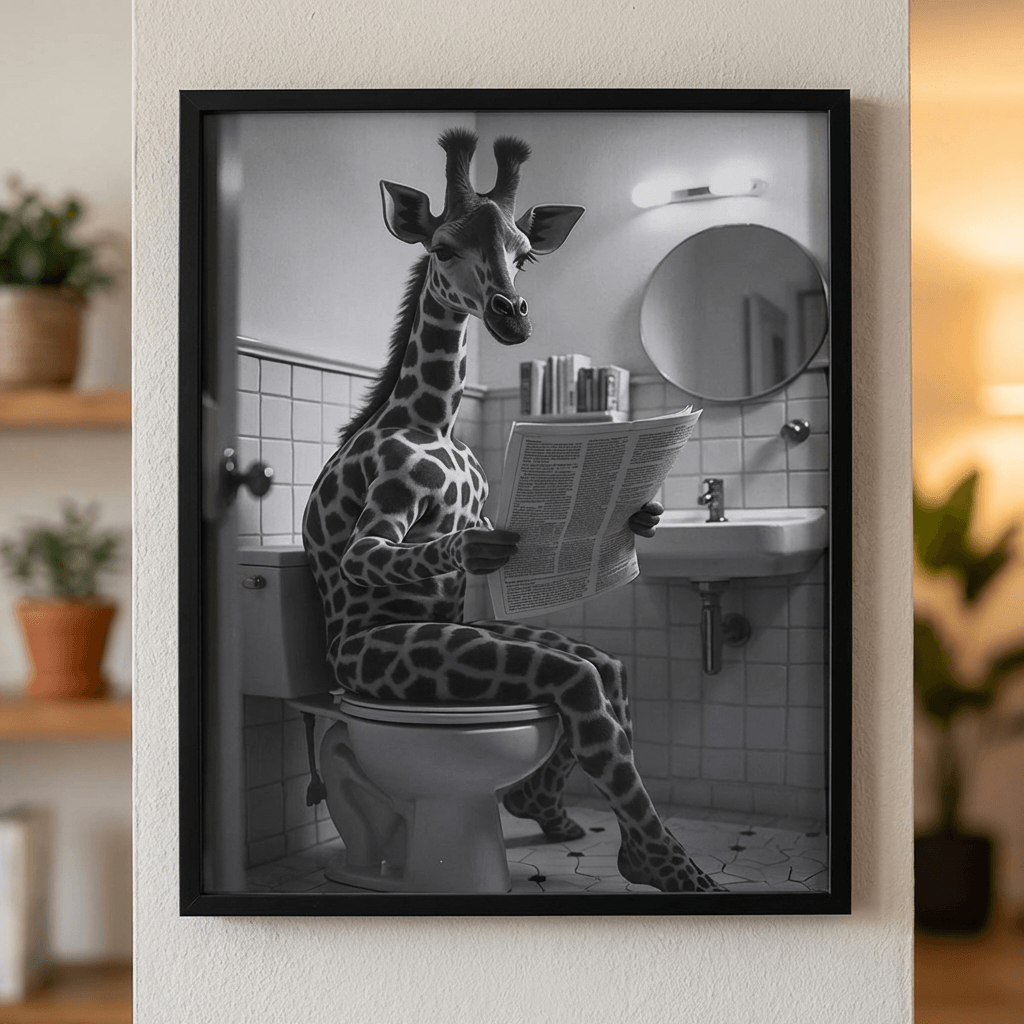 Quiet Moments – Monochrome Giraffe Wall Art (30 × 40 cm)