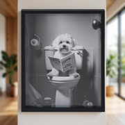 Quiet Moments – Monochrome Maltese Wall Art (30 × 40 cm)