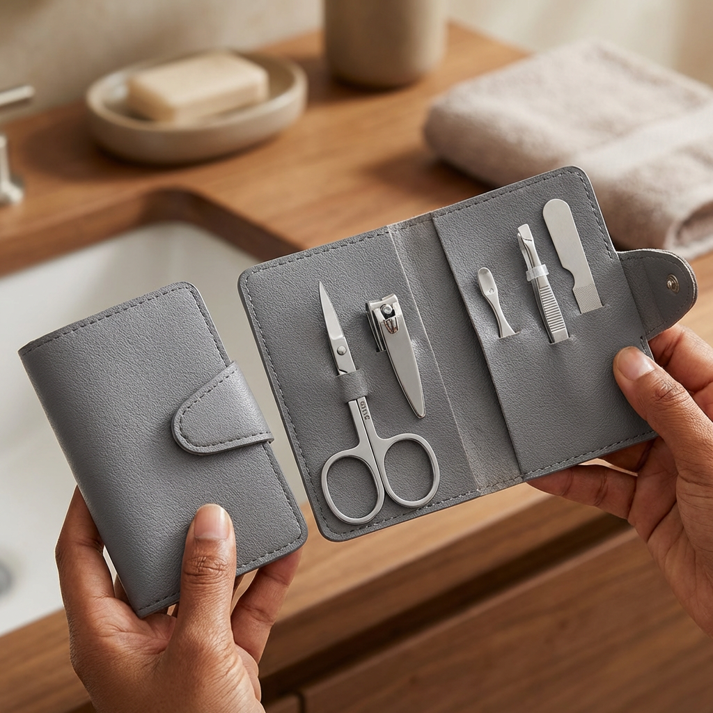 Luxe Mini Manicure Kit (4-Piece) – Metallic Finish Grooming Set