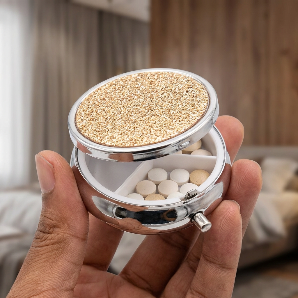 Sparkle Pocket Pill Box – Glitter Finish