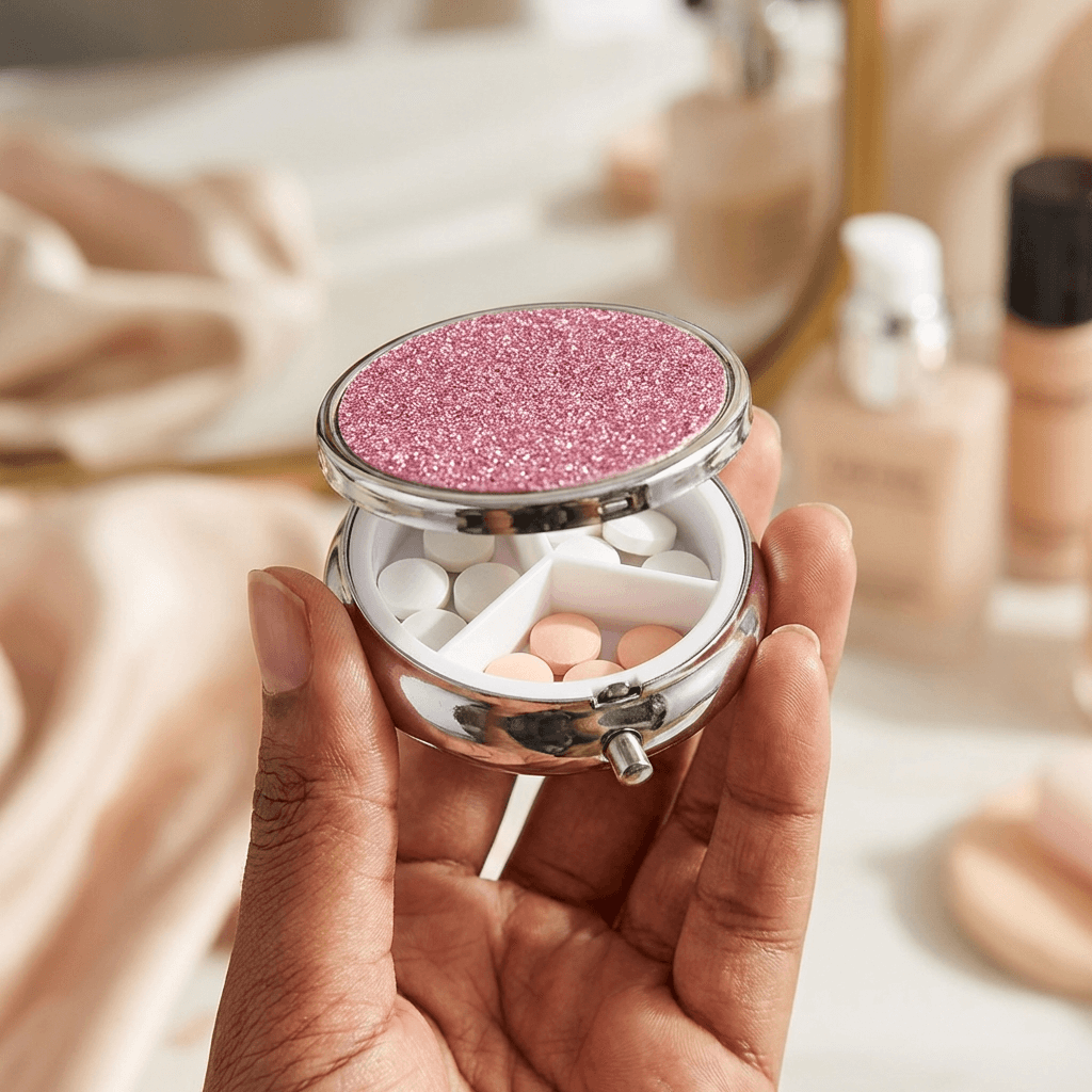 Sparkle Pocket Pill Box – Glitter Finish