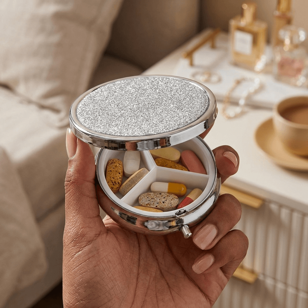 Sparkle Pocket Pill Box – Glitter Finish
