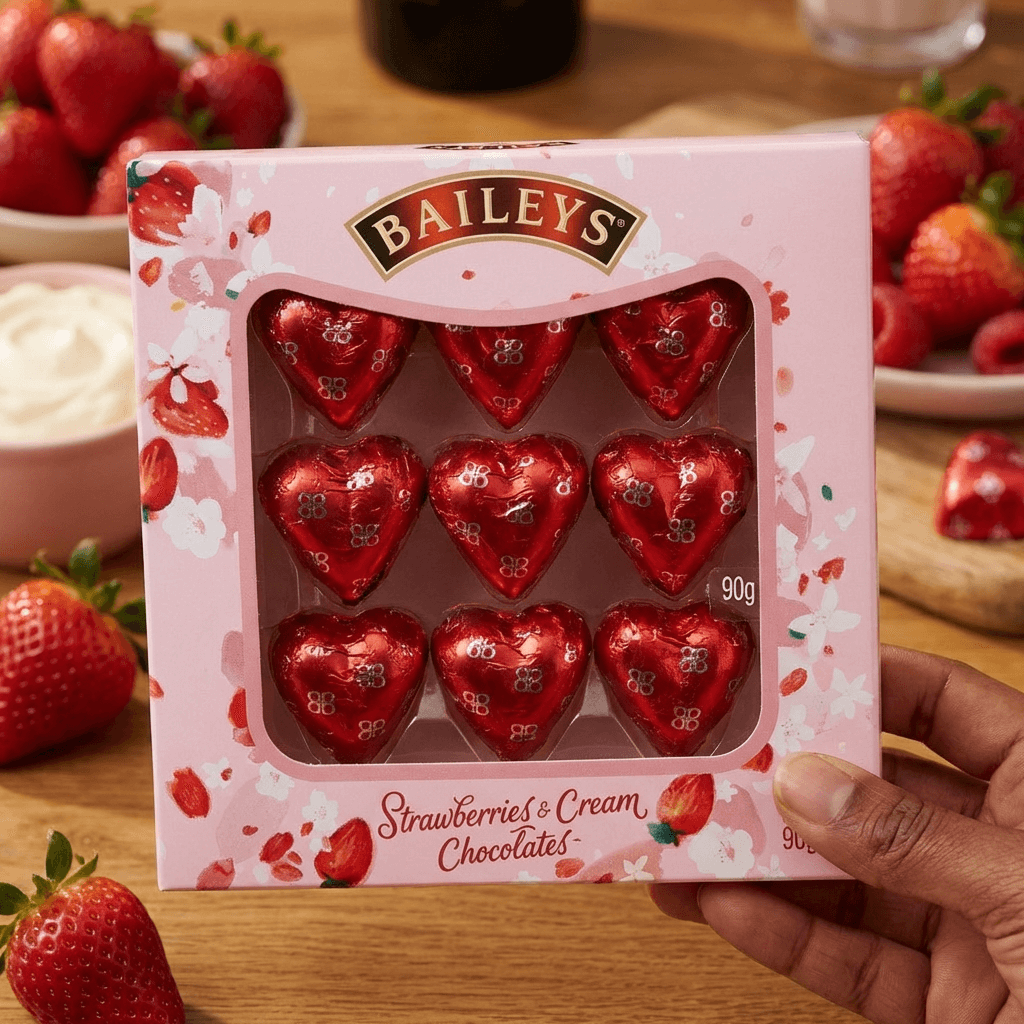 Baileys Strawberry Cream Chocolate Hearts – 90g Gift Box