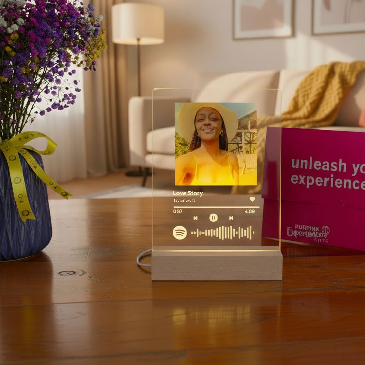 Personalised Customised Spotify LED Light – “Love Story” by Taylor Swift with Photo & Surprise Song (15 × 20 cm)