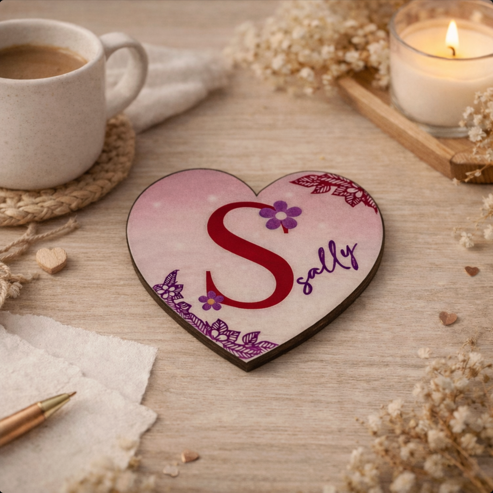 Personalised Love Heart Sticky Note Pad – 4 Piece Name Memo Pads