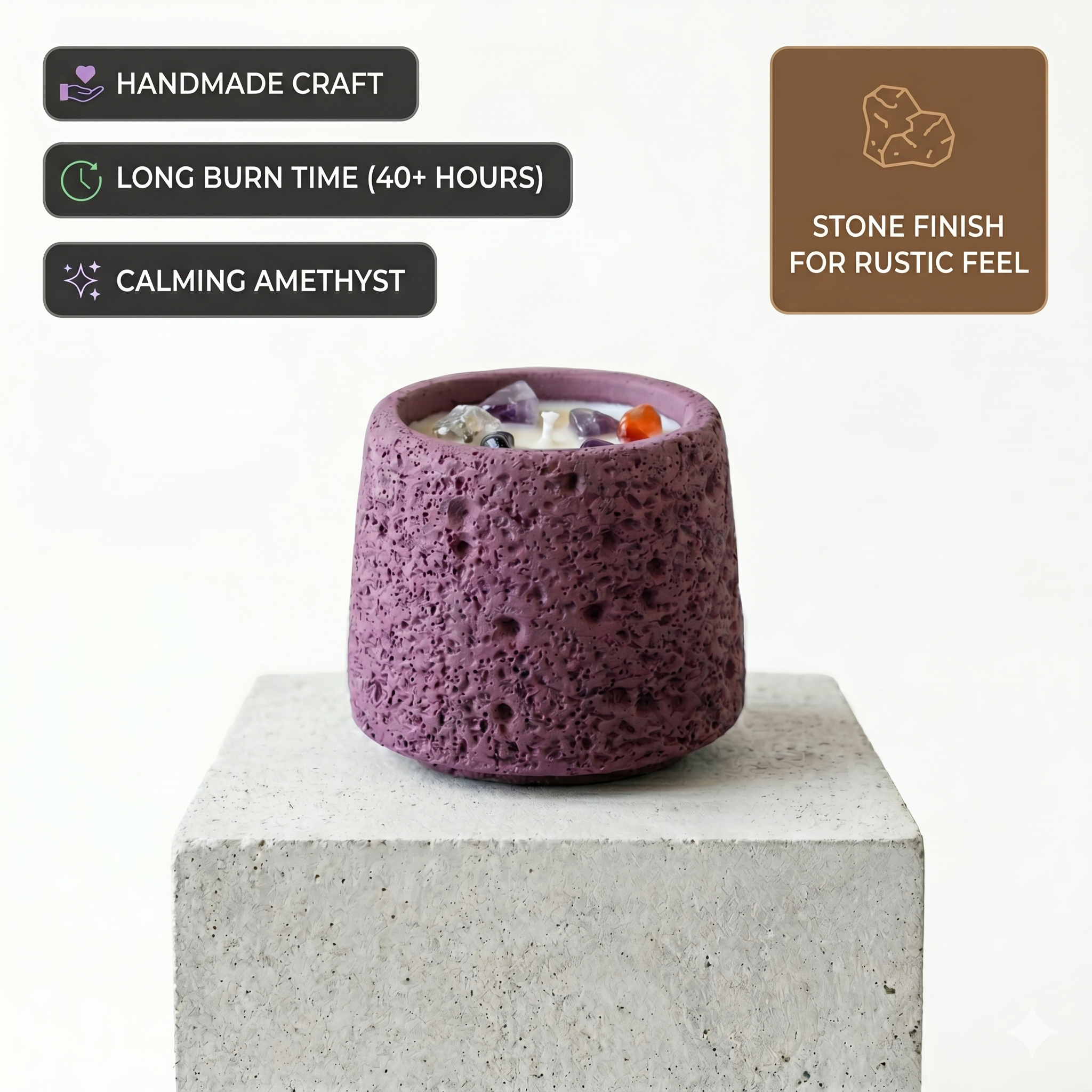 Stone Finish Scented Candle Jar – 210g Small Luxury Candle