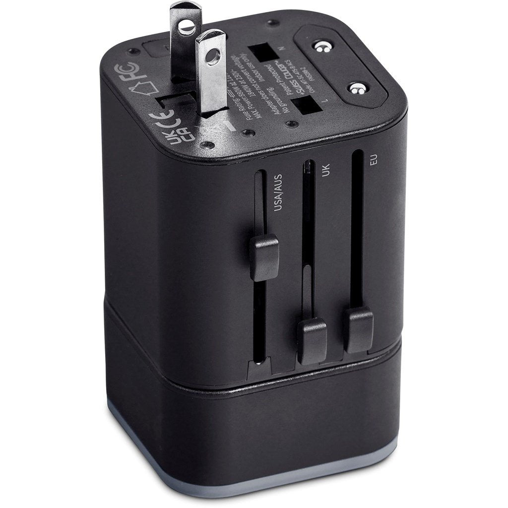 Swiss Cougar Frankfurt World Travel Adaptor -Black
