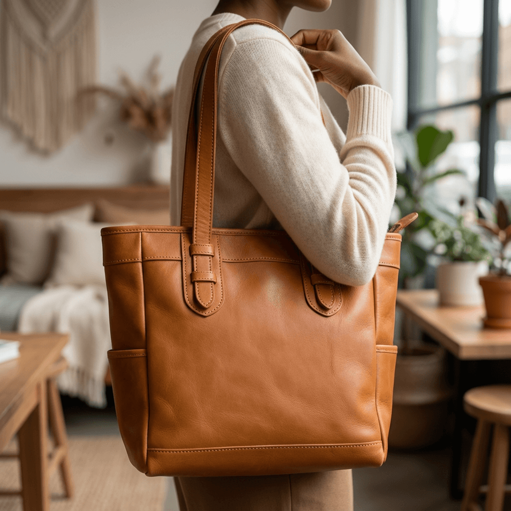 Mandy Classic Genuine Leather Tote