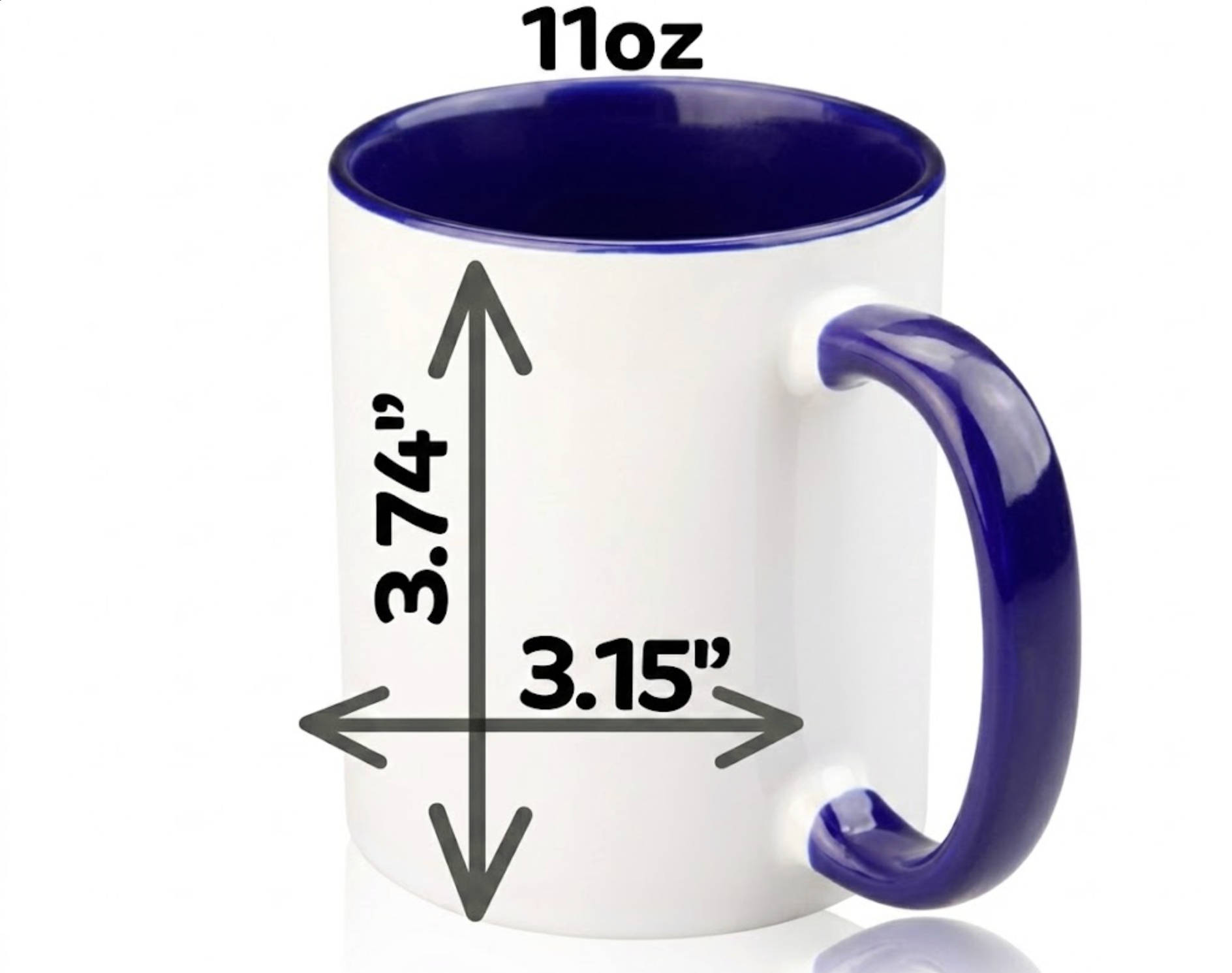 Personalised 11 oz Marble Inner-Colour Royal Blue Mug – Coloured Handle with Name