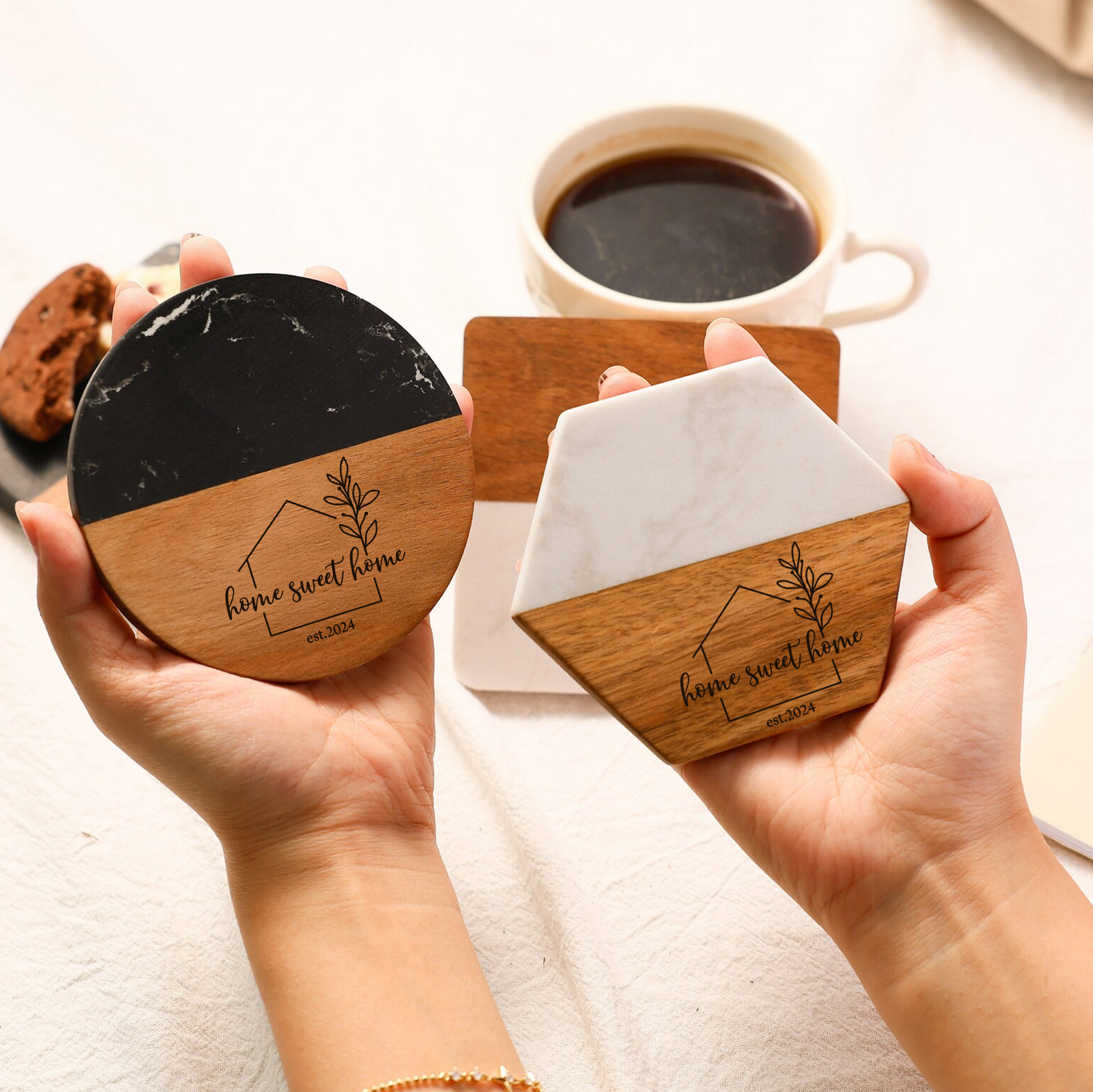 Personalised Marble Coasters - 4Pc Set