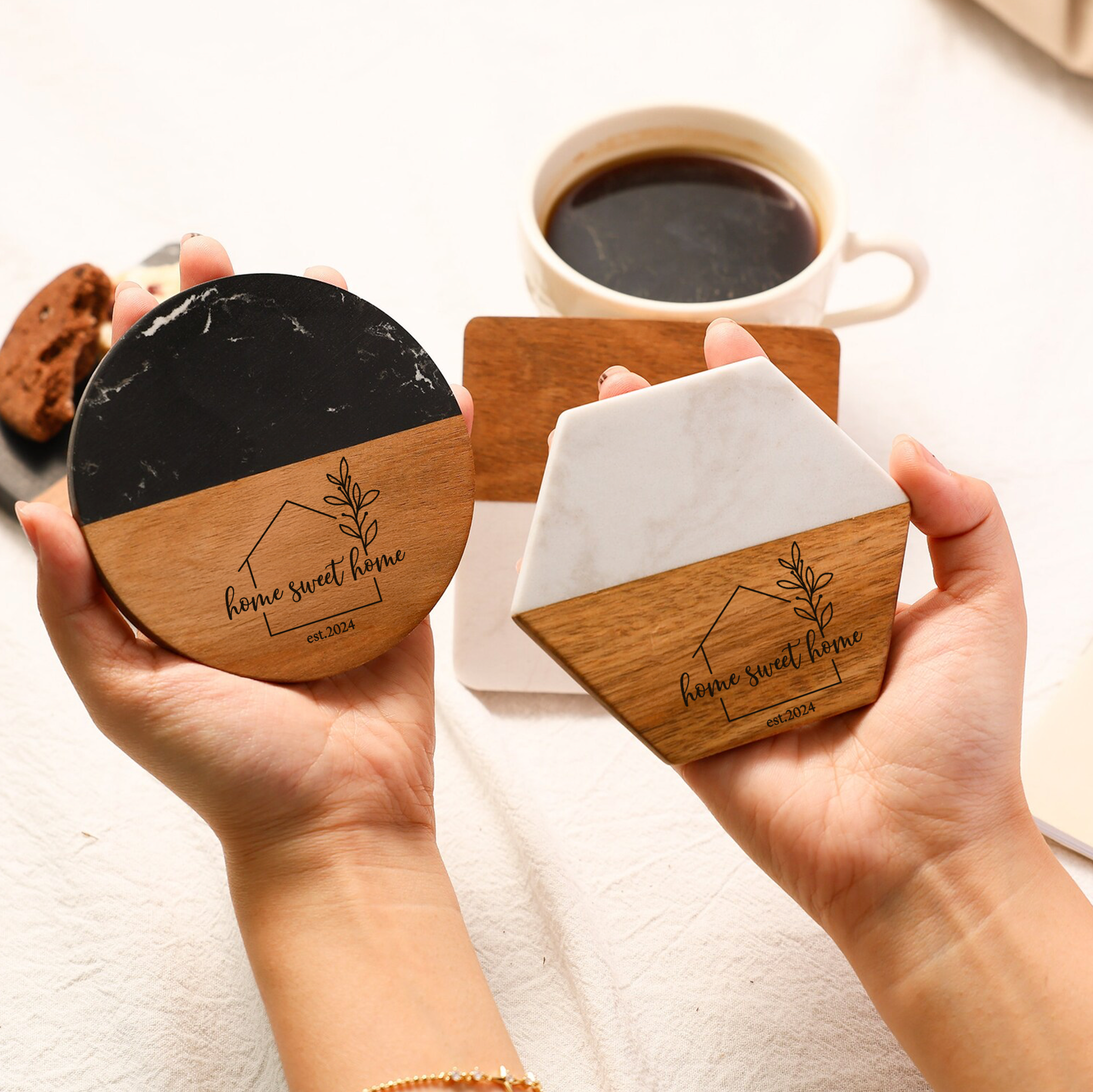 Personalised Marble Coasters - 4Pc Set