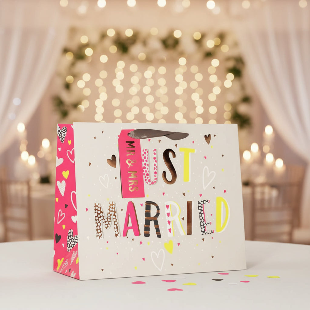 Just Married Shopper Gift Bag – Medium & Large Wedding Gift Bag