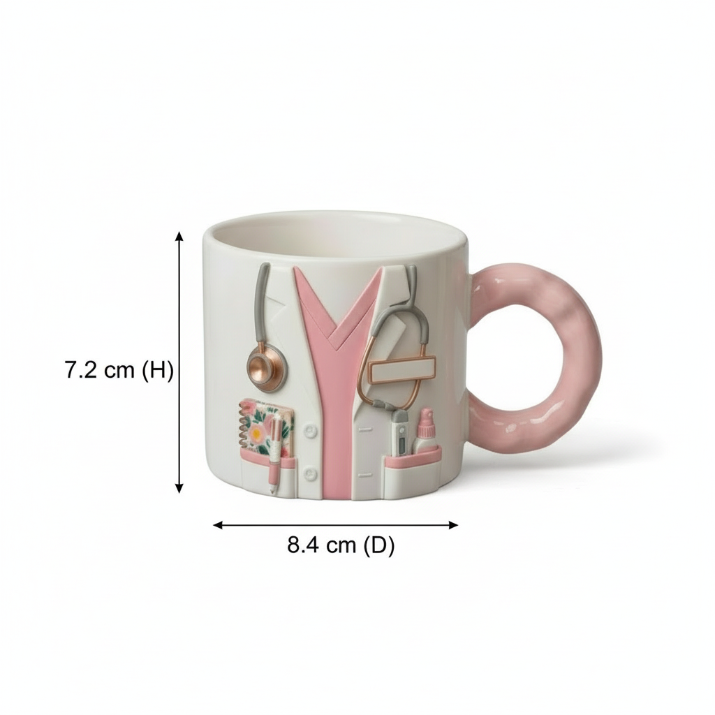 Personalised 110 oz Sublimation Big Handle Mug – Doctor Artwork Ceramic Mug (Light Blue / Pink)