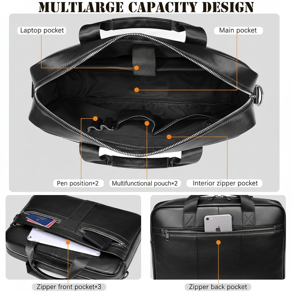 Continental Executive Genuine Leather Satchel – 39 × 28 × 6.5 cm Professional Laptop Bag