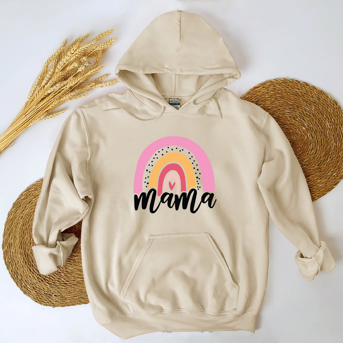 Rainbow heart Hoodie - Mama