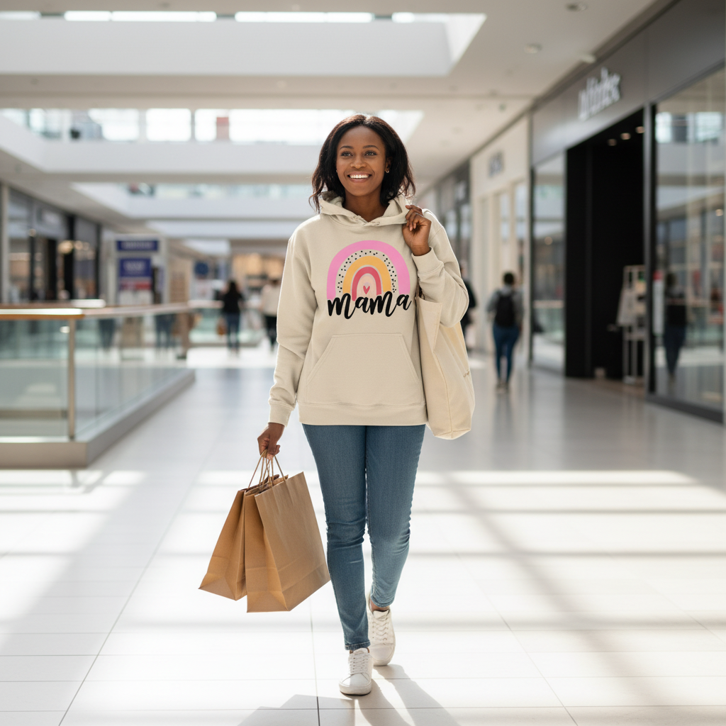 Rainbow heart Hoodie - Mama